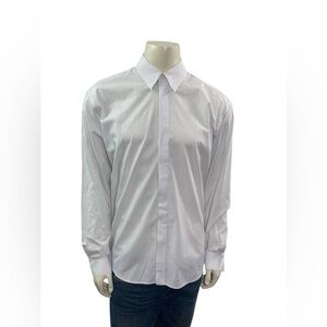 Castro Men Size XL Long Sleeves  White Blue Striped Button Up Dress Shirt